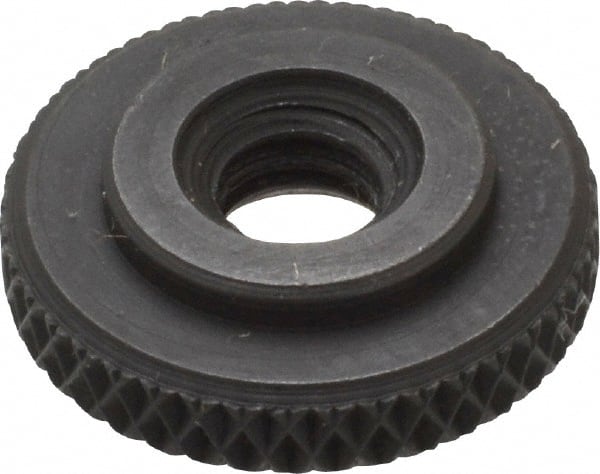 1/4-20 Inch UNC Thread, Black Oxide Finish, Steel Round Knurled Check Nut MPN:16902