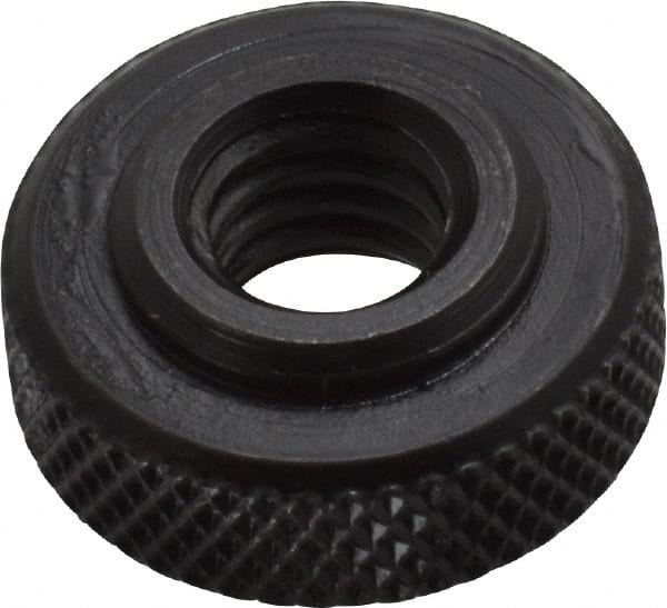 5/16-18 Inch UNC Thread, Black Oxide Finish, Steel Round Knurled Check Nut MPN:16903