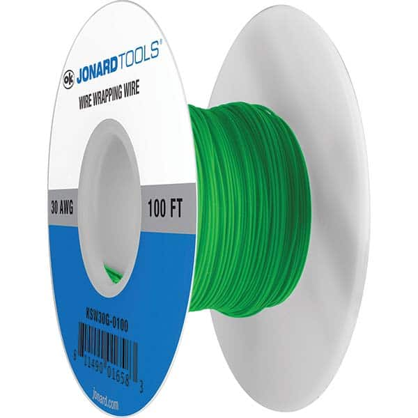 Hook Up Wire, Wire Size (sq mm): 0.25 (mm), Wire Size (AWG): 30 , Number of Strands: 1 , Jacket Color: Green  MPN:KSW30G-0100