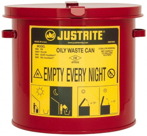 2 Gallon Capacity, Galvanized Steel Oily Waste Can MPN:09200