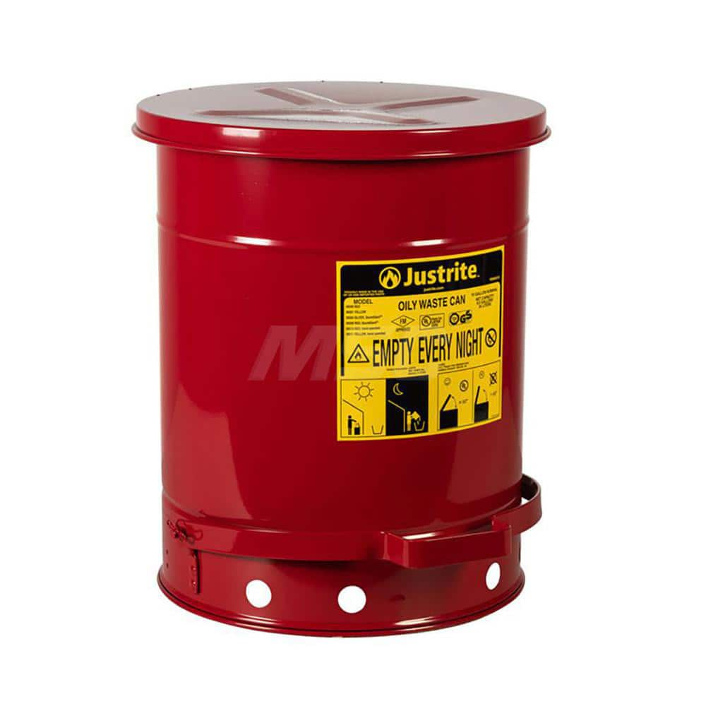 Oily Waste Cans & Receptacles, Capacity: 10.000 , Material: Steel , Color: Red, Red , Opening Style: Foot Operated , Overall Height: 18.25in  MPN:09308