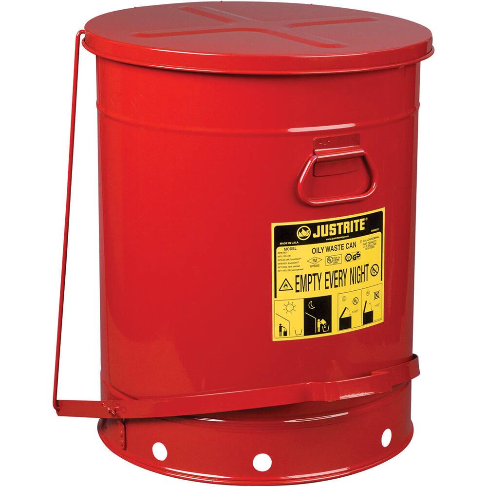 Oily Waste Cans & Receptacles, Capacity: 21.000 , Material: Steel , Color: Red, Red , Opening Style: Foot Operated , Overall Height: 23.438in  MPN:09708