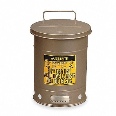 E6819 Oily Waste Can 6 gal Steel Silver MPN:09104