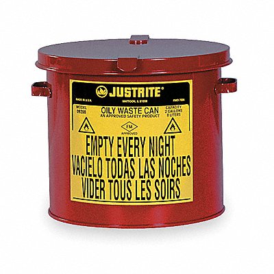 F0097 Countertop Oily Waste Can 2 gal Red MPN:09200