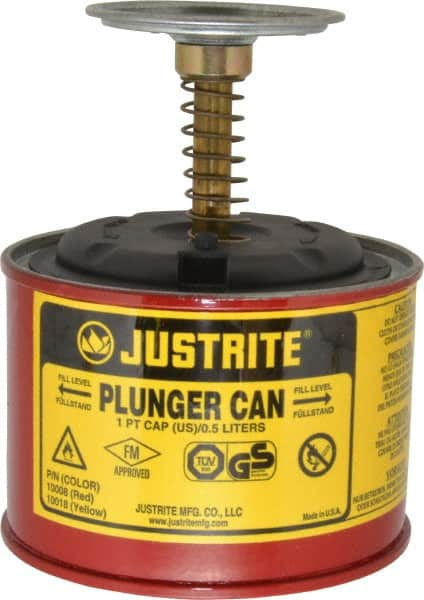 1 Pint Capacity, 5-1/4 Inch High x 4-7/8 Inch Diameter, Steel Plunger Can MPN:10008