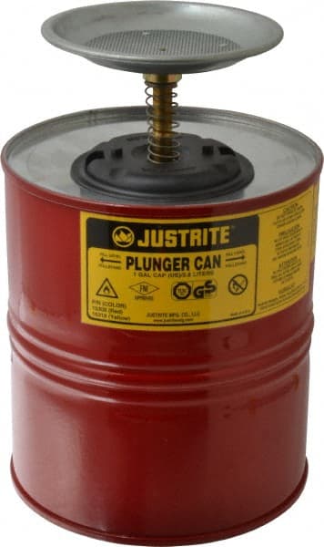 4 Quart Capacity, 10-1/2 Inch High x 7-1/4 Inch Diameter, Steel Plunger Can MPN:10308