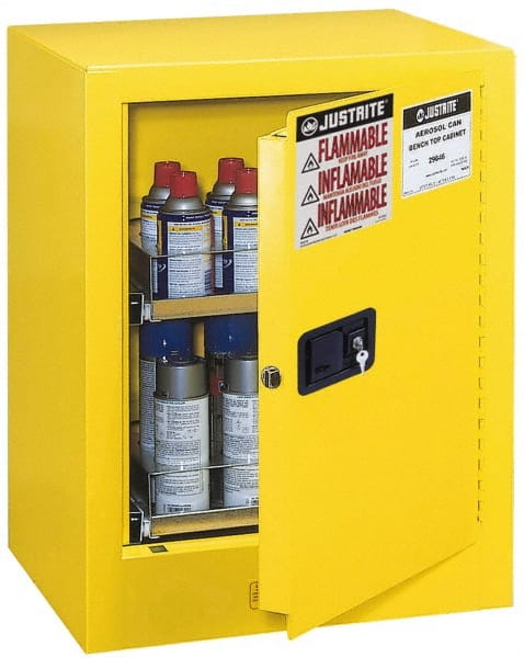 Bench Top Cabinet: Manual Closing, 2 Shelves, Yellow MPN:890500