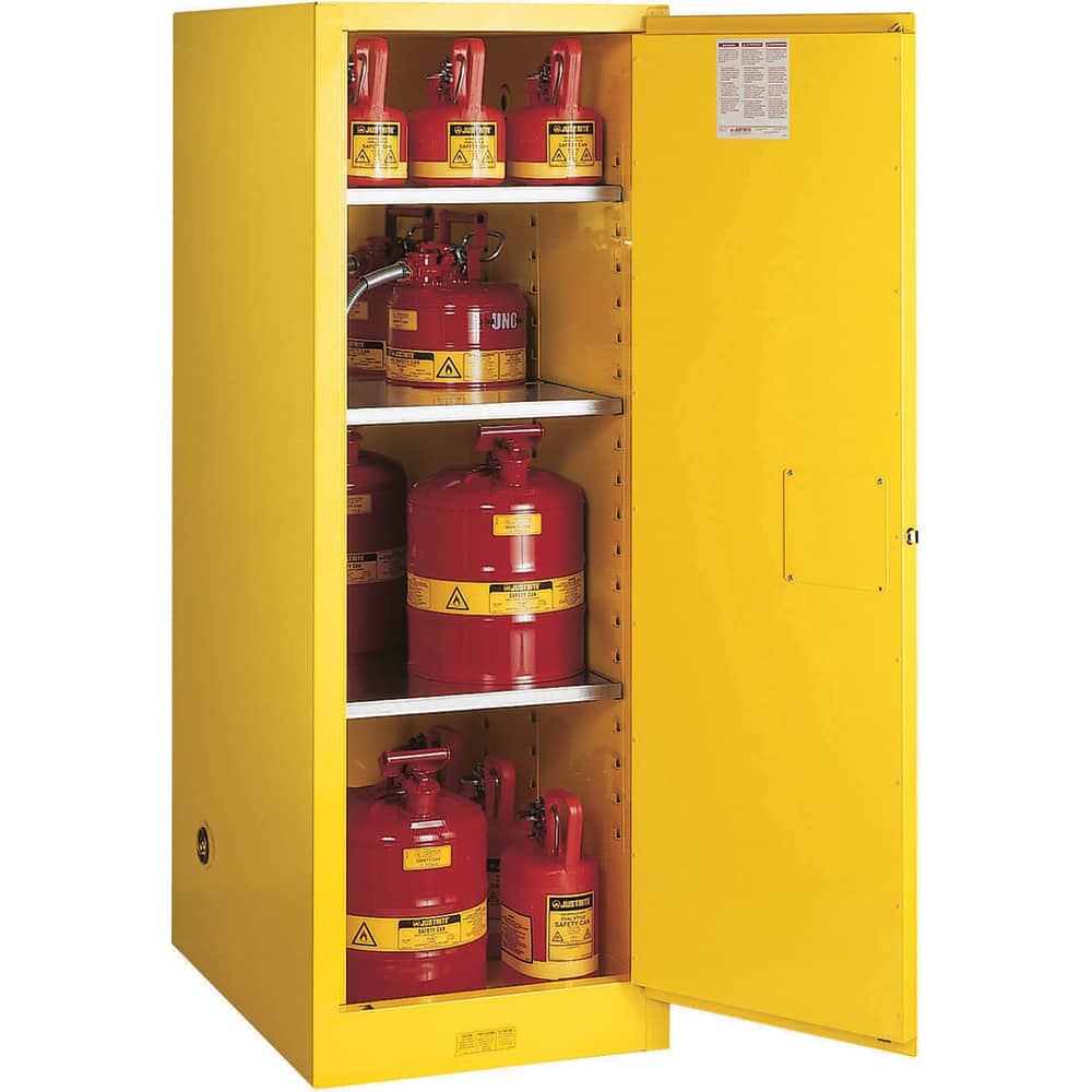 Space Saver Cabinet: Self-Closing, 3 Shelves, Yellow MPN:895420