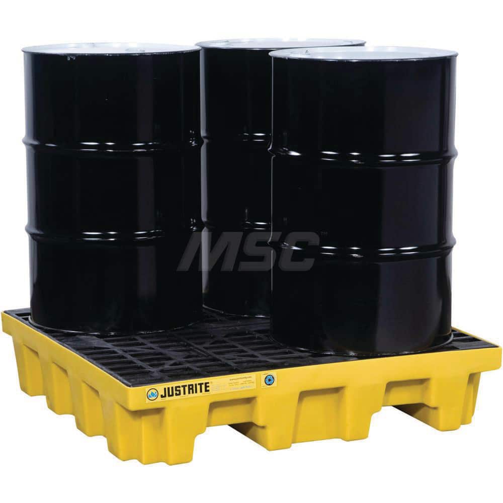 Spill Control Pallet: 4 Drum, 73 gal, 5,000 lb, Polyethylene MPN:28634