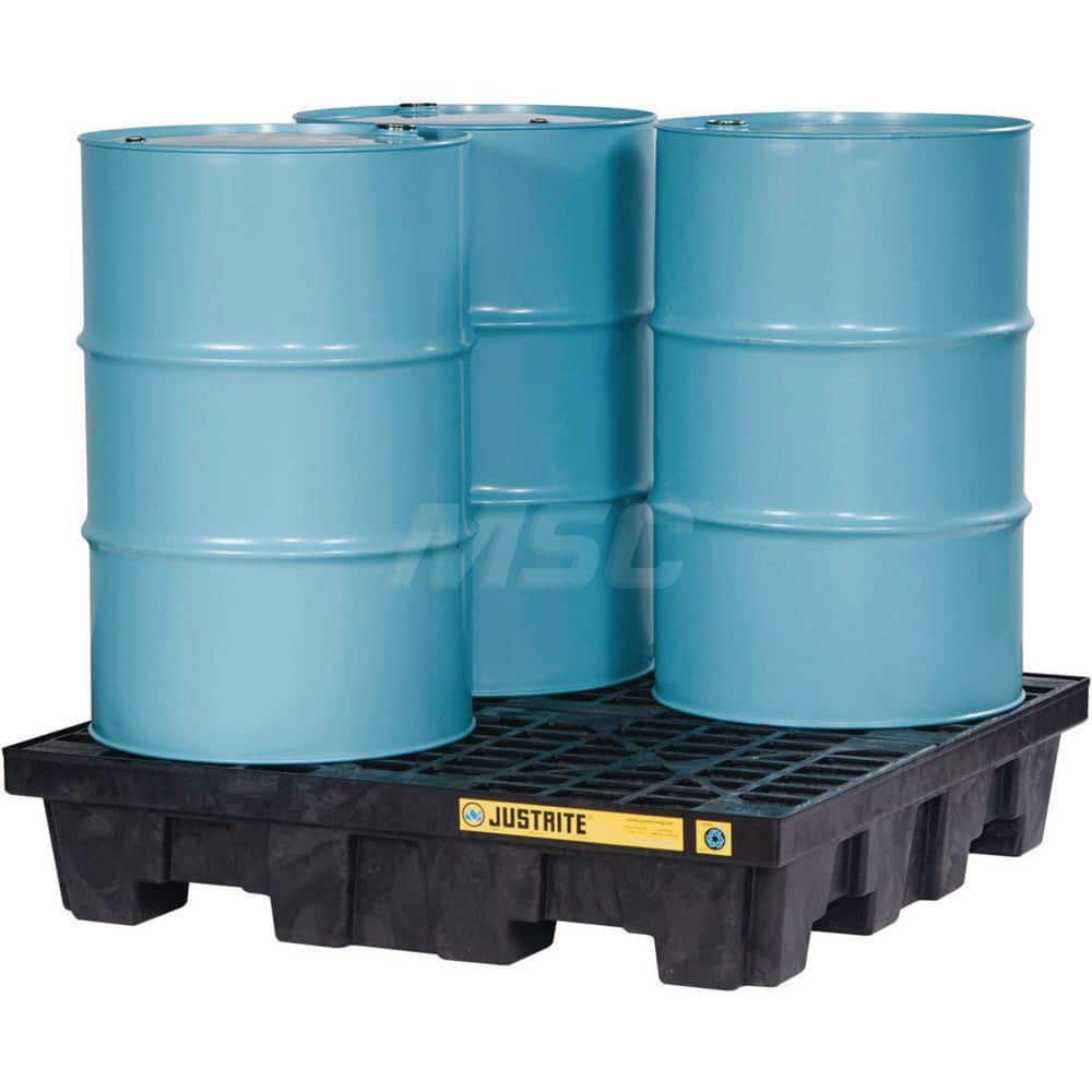 Spill Control Pallet: 4 Drum, 73 gal, 5,000 lb, Polyethylene MPN:28637