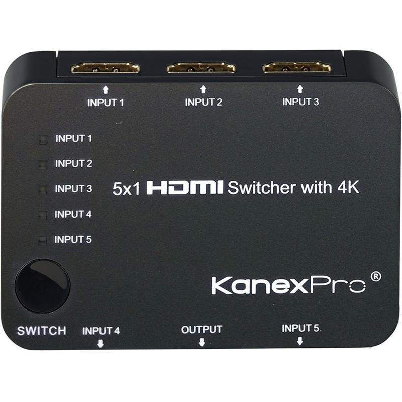 KanexPro 5x1 HDMI Switcher with 4K Support - TV, Blu-ray Disc Player, Xbox, Projector, Home Theater, STB, PlayStation 3, DVD Player, PlayStation 4 Compatible - 5 x HDMI Digital Audio/Video In, 1 x HDMI Digital Audio/Video Out (Min Order Qty 2) MPN:SW-HD5X