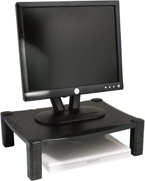 Single Level Height-Adjustable Stand, 17 x 13 1/4 x 3 to 6 1/2, Black. Raises monitor or laptop to a comfortable viewing level MPN:KTKMS400