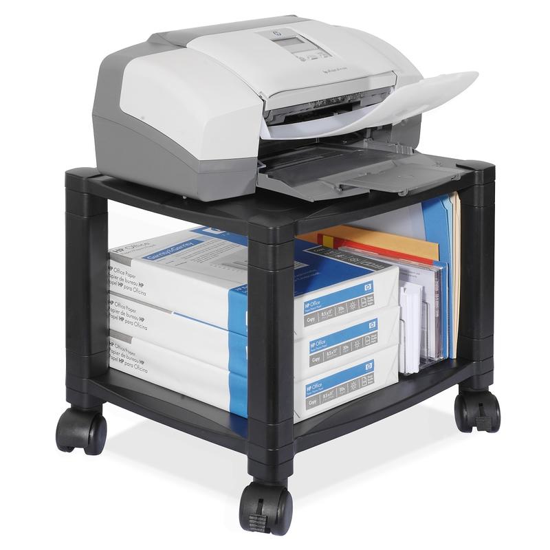 Kantek 2-Shelf Mobile Printer/Fax Stand, 11 7/8in-14 1/8inH x 17inW x 13 1/4inD, Black (Min Order Qty 2) MPN:PS510