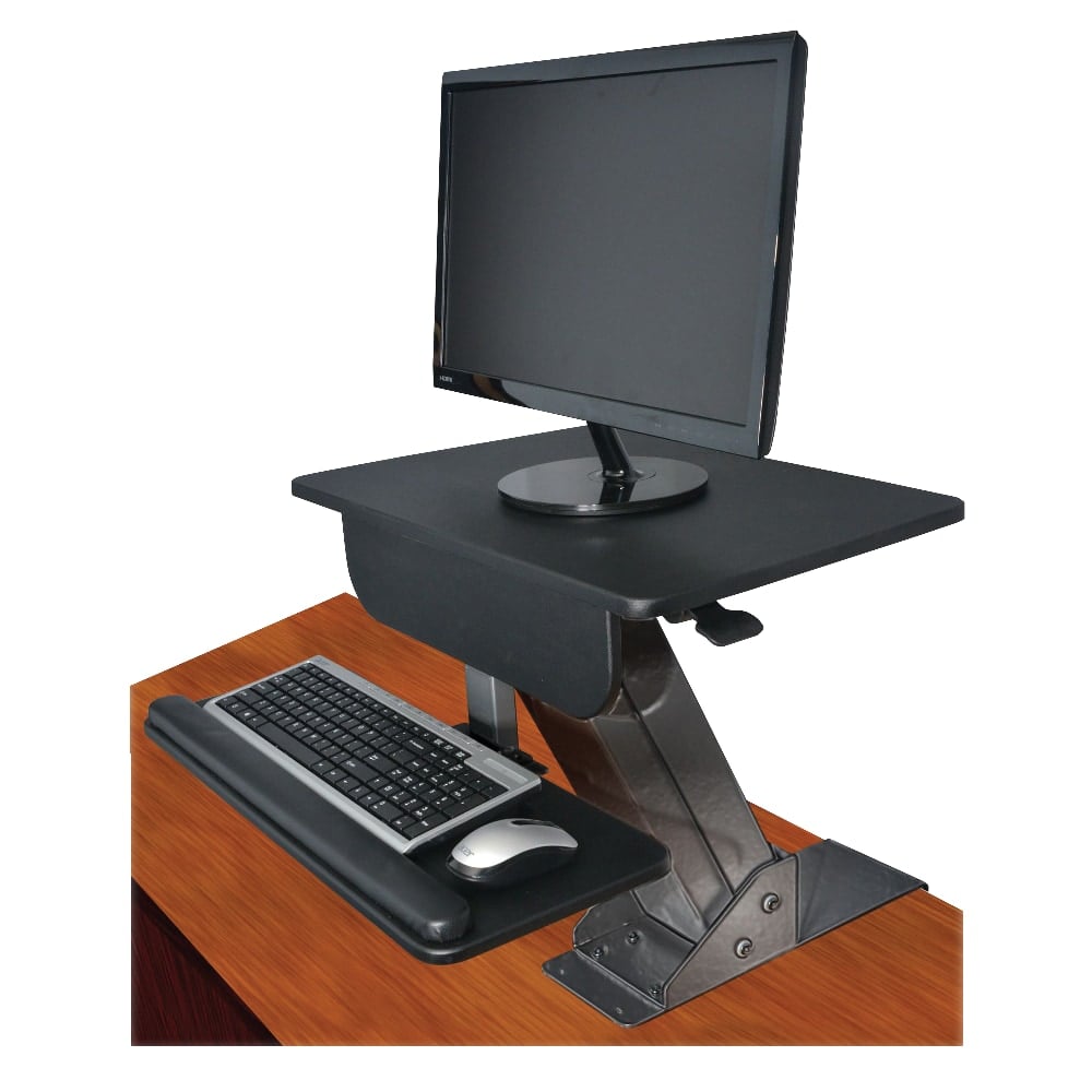 Kantek Desk-Mounted Sit-To-Stand Workstation, 21 1/2inH x 23 1/2inW x 23 1/2inD, Black MPN:STS800