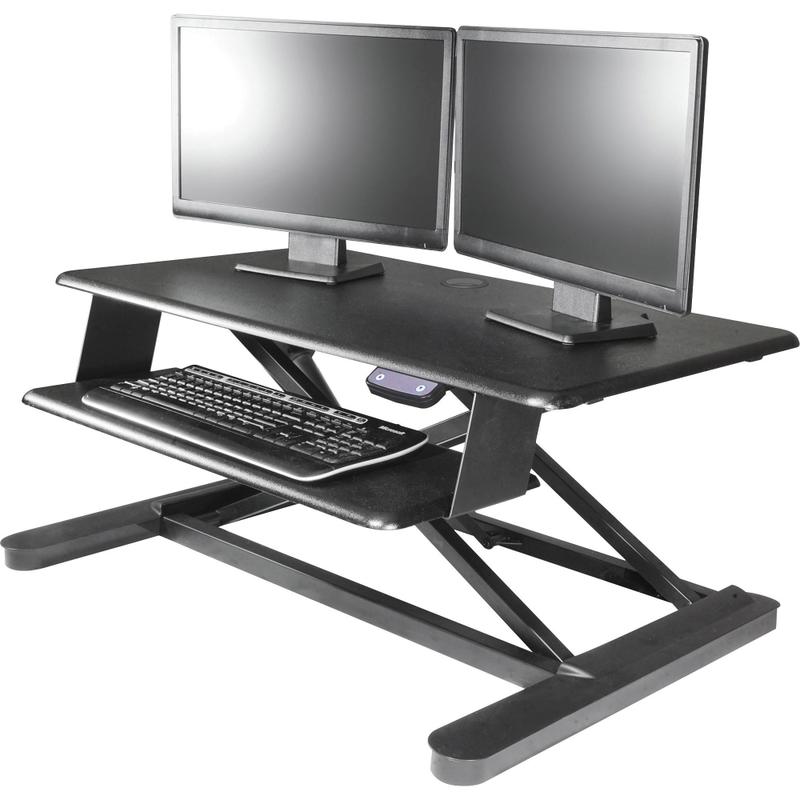 Kantek Electric Sit to Stand Workstation - Up to 24in Screen Support - 60 lb Load Capacity - 23.4in Height x 35in Width x 26in Depth - Desktop - Black MPN:STS965