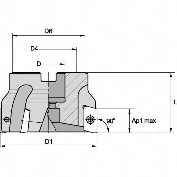 63mm Cut Diam, 22mm Arbor Hole Diam, Indexable Square-Shoulder Face Mill MPN:2478689