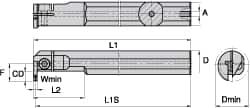 10mm Max Depth, 3mm Min Width, Internal Right Hand Indexable Grooving Toolholder MPN:1949657