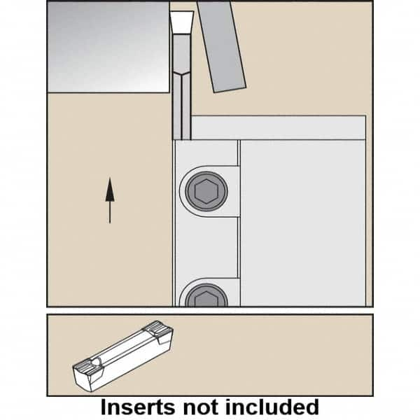 Indexable Grooving-Cutoff Toolholder: A4SML2020K0214, 2 to 2 mm Groove Width, 14 mm Max Depth of Cut, Left Hand MPN:3017336