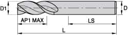 Square End Mill: 0.158'' Dia, 0.4724'' LOC, 3 Flutes, Solid Carbide MPN:1805929