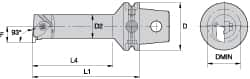 Size KM63, 140mm Head Length, 22mm Ctr to Cutting Edge, Right Hand Internal Modular Threading Cutting Unit Head MPN:2265369