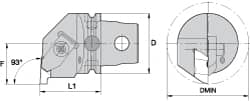 Size KM63, 60mm Head Length, 43mm Ctr to Cutting Edge, Right Hand Modular Threading Cutting Unit Head MPN:2265406