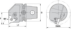 Size KM63, 60mm Head Length, 43mm Ctr to Cutting Edge, Left Hand Internal Modular Threading Cutting Unit Head MPN:2265417