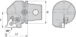 Size KM63, 60mm Head Length, 43mm Ctr to Cutting Edge, Right Hand External Modular Threading Cutting Unit Head MPN:2265420