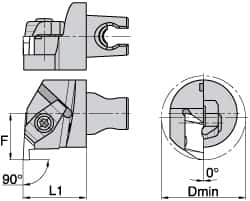 Size KM3225, 30mm Head Length, 22mm Ctr to Cutting Edge, Left Hand Internal Modular Threading Cutting Unit Head MPN:2527468