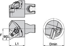 Size KM3225, 30mm Head Length, 22mm Ctr to Cutting Edge, Right Hand Modular Threading Cutting Unit Head MPN:2527474