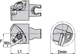 Size KM3225, 30mm Head Length, 22mm Ctr to Cutting Edge, Left Hand Internal Modular Threading Cutting Unit Head MPN:2527475