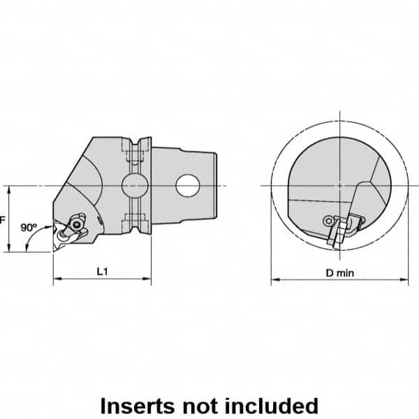 Size KM40TS, 40mm Head Length, 27mm Ctr to Cutting Edge, Left Hand Internal Modular Threading Cutting Unit Head MPN:3950831