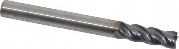 Square End Mill: 1/4'' Dia, 3/4'' LOC, 1/4'' Shank Dia, 2-1/2'' OAL, 4 Flutes, Solid Carbide MPN:4047723