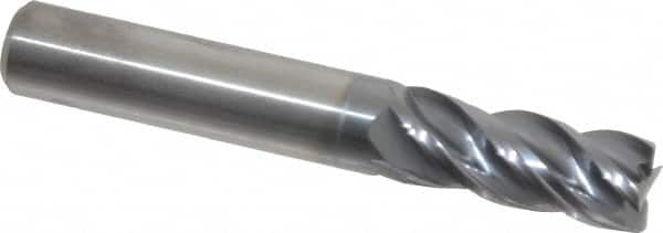 Square End Mill: 3/8'' Dia, 7/8'' LOC, 3/8'' Shank Dia, 2-1/2'' OAL, 4 Flutes, Solid Carbide MPN:4047755