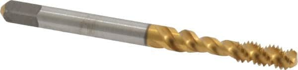 Spiral Flute Tap: #8-32, UNC, 3 Flute, Bottoming, 2B Class of Fit, Vanadium High Speed Steel, TiN Finish MPN:4129966