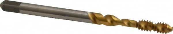 Spiral Flute Tap: #6-32, UNC, 2 Flute, Bottoming, 2B Class of Fit, Vanadium High Speed Steel, TiN Finish MPN:4129986