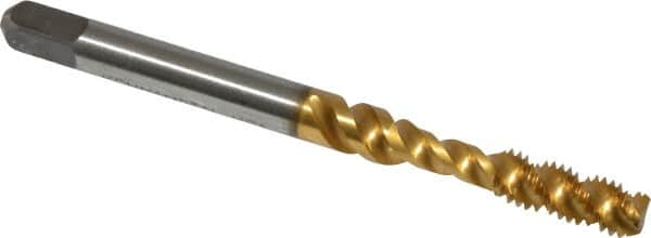 Spiral Flute Tap: #10-32, UNF, 3 Flute, Bottoming, 2B Class of Fit, Vanadium High Speed Steel, TiN Finish MPN:4130394