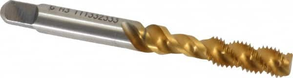 Spiral Flute Tap: 1/4-28, UNF, 3 Flute, Bottoming, 3B Class of Fit, Vanadium High Speed Steel, TiN Finish MPN:4130620