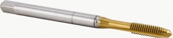 Spiral Point Tap: M3x0.5 Metric, 2 Flutes, Plug Chamfer, 6HX Class of Fit, High-Speed Steel-E-PM, TiN Coated MPN:4154103