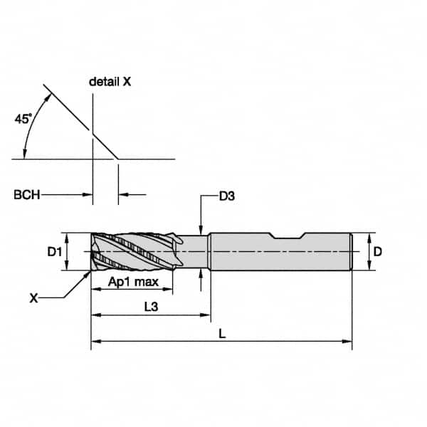 Corner Chamfer End Mill: 0.1575