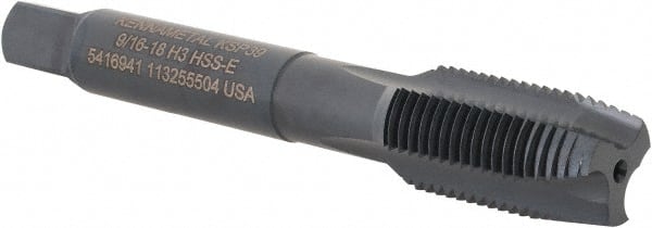 Spiral Point Tap: 9/16-18 UNF, 3 Flutes, Plug Chamfer, High-Speed Steel-E, Oxide Coated MPN:5416941
