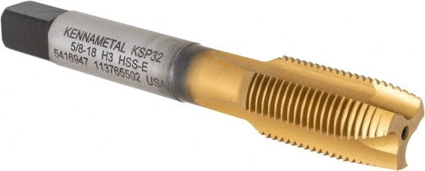 Spiral Point Tap: 5/8-18 UNF, 3 Flutes, Plug Chamfer, 3B Class of Fit, High-Speed Steel-E, TiCN MPN:5416947