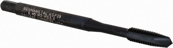 Spiral Point Tap: #6-40 UNF, 2 Flutes, Plug Chamfer, 2B/3B Class of Fit, High-Speed Steel-E, Oxide Coated MPN:5455846