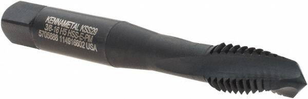 Spiral Flute Tap: 3/8-16, UNC, 3 Flute, Plug, 2B Class of Fit, Vanadium High Speed Steel, Oxide Finish MPN:5705888