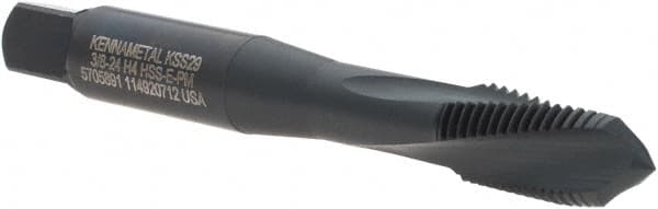 Spiral Flute Tap: 3/8-24, UNF, 3 Flute, Plug, 2B Class of Fit, Vanadium High Speed Steel, Oxide Finish MPN:5705891