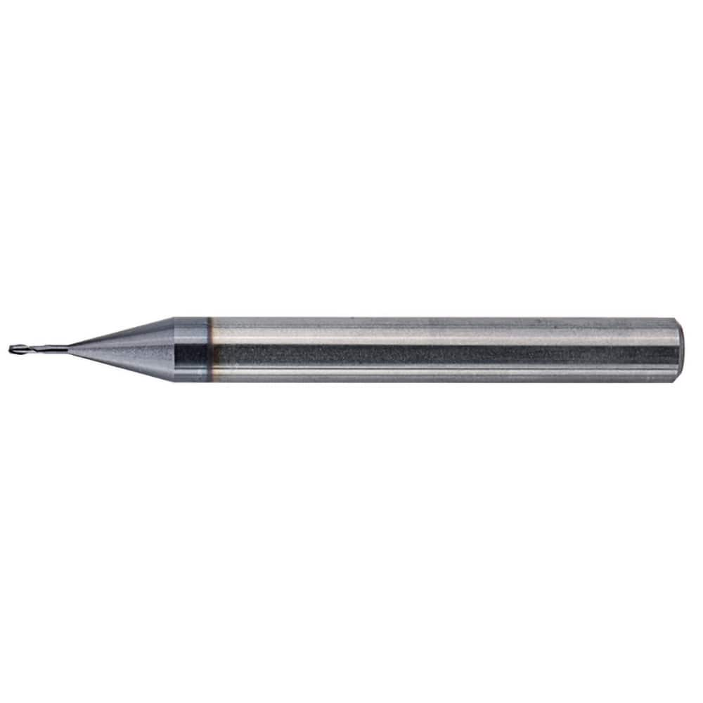 Square End Mill: 0.0197'' Dia, 0.0276'' LOC, 0.2362'' Shank Dia, 1.9685'' OAL, 3 Flutes, Solid Carbide MPN:6433260