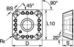 Milling Insert: SEPT1404AESNGB2, KCK15, Solid Carbide MPN:2405376