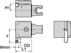 Modular Grooving Head: Neutral, Cutting Head, System Size KM25, Uses A4..05.. Inserts MPN:2399471