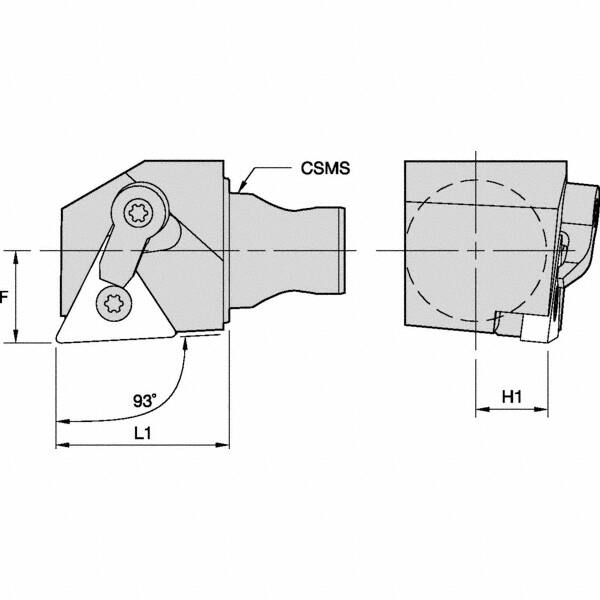 Modular Turning & Profiling Cutting Unit Head: Size KM25, 30 mm Head Length, Left Hand MPN:2398817