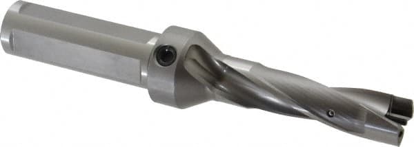 Replaceable-Tip Drill: 20.64 to 21.14 mm Dia, 66 mm Max Depth, 25.4 mm Weldon Flat Shank MPN:1505115