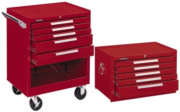 5 Drawer, 2 Piece, Red Steel Roller Cabinet Combo MPN:0092351/0067776